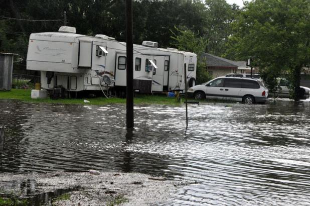 Water was slowly rising in Delcambre.